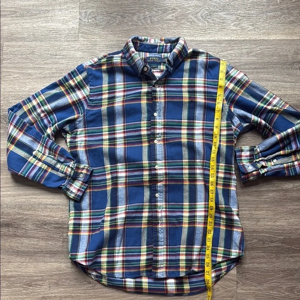 Men's Blue Plaid Shirt Large Brushed Flannel Shirt